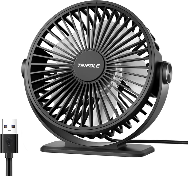 TriPole halk asztali ventilátor 3 fokozatú USB hordozható 360° dönthető