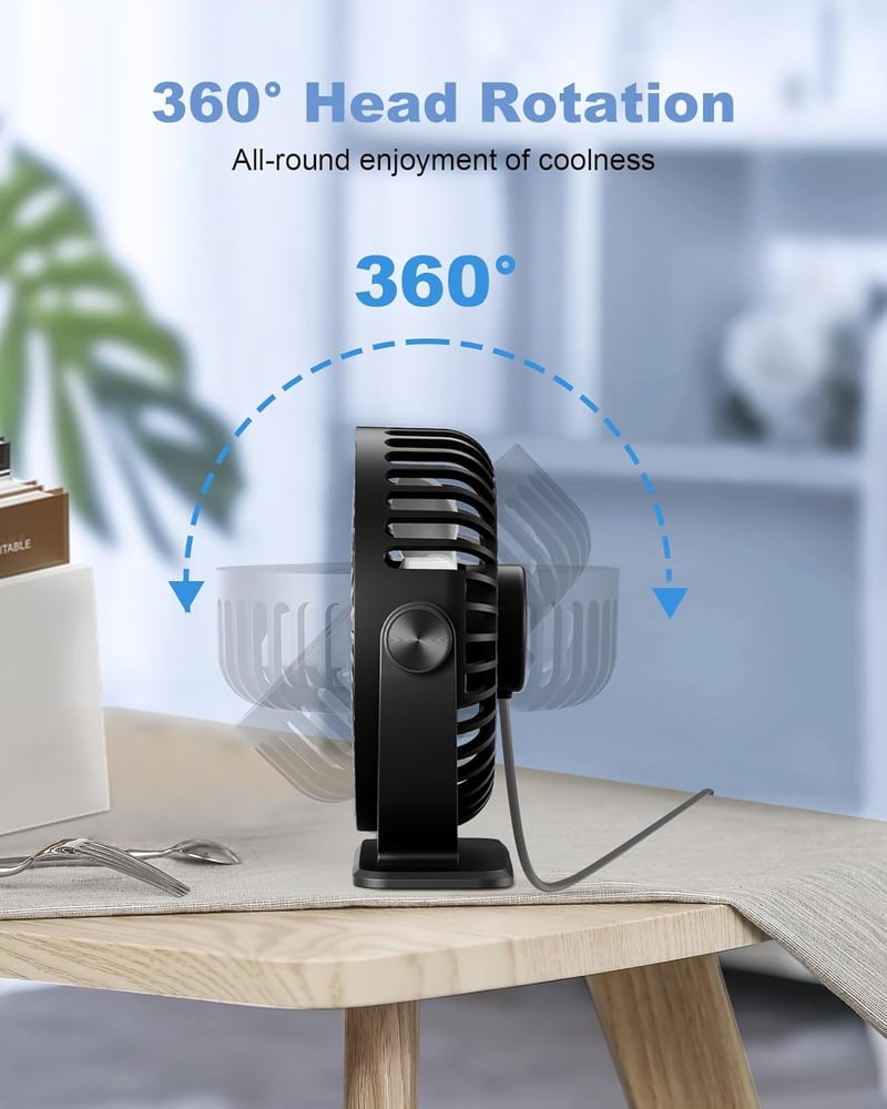 TriPole halk asztali ventilátor 3 fokozatú USB hordozható 360° dönthető