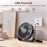 TriPole USB asztali ventilátor 3 fokozat 360° forgatható 4,5 hüvelykes 4