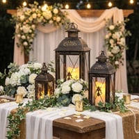 TRIROCKS Set de 3 Lămpi Vintage Suspendate din Metal, 49/34/24 cm, cu Sticlă Transparentă, Suport Lumânare pentru Living, Grădină, Terasă, Petrecere, Decor Interior/Exterior, Negru 7