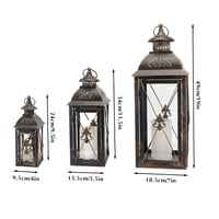 TRIROCKS Set de 3 Lămpi Vintage Suspendate din Metal, 49/34/24 cm, cu Sticlă Transparentă, Suport Lumânare pentru Living, Grădină, Terasă, Petrecere, Decor Interior/Exterior, Negru 6