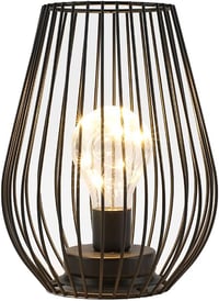 TRIROCKS Fém Asztali Lámpa - 8'' Magas Ketrec Design, Akkumulátoros, Meleg Fehér LED, Beltéri/Kültéri 1