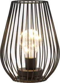 TRIROCKS Fém Asztali Lámpa - 8'' Magas Ketrec Design, Akkumulátoros, Meleg Fehér LED, Beltéri/Kültéri 2