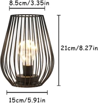 TRIROCKS Fém Asztali Lámpa - 8'' Magas Ketrec Design, Akkumulátoros, Meleg Fehér LED, Beltéri/Kültéri 3