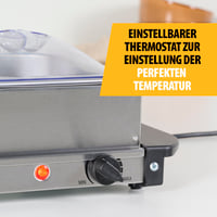 Tristar BP-6283 reșou de menținere la cald din oțel inoxidabil, 4,2 L, cu 3 recipiente, termostat reglabil, funcție de plită, 200 W, argintiu 7