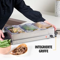 Tristar BP-6283 reșou de menținere la cald din oțel inoxidabil, 4,2 L, cu 3 recipiente, termostat reglabil, funcție de plită, 200 W, argintiu 6
