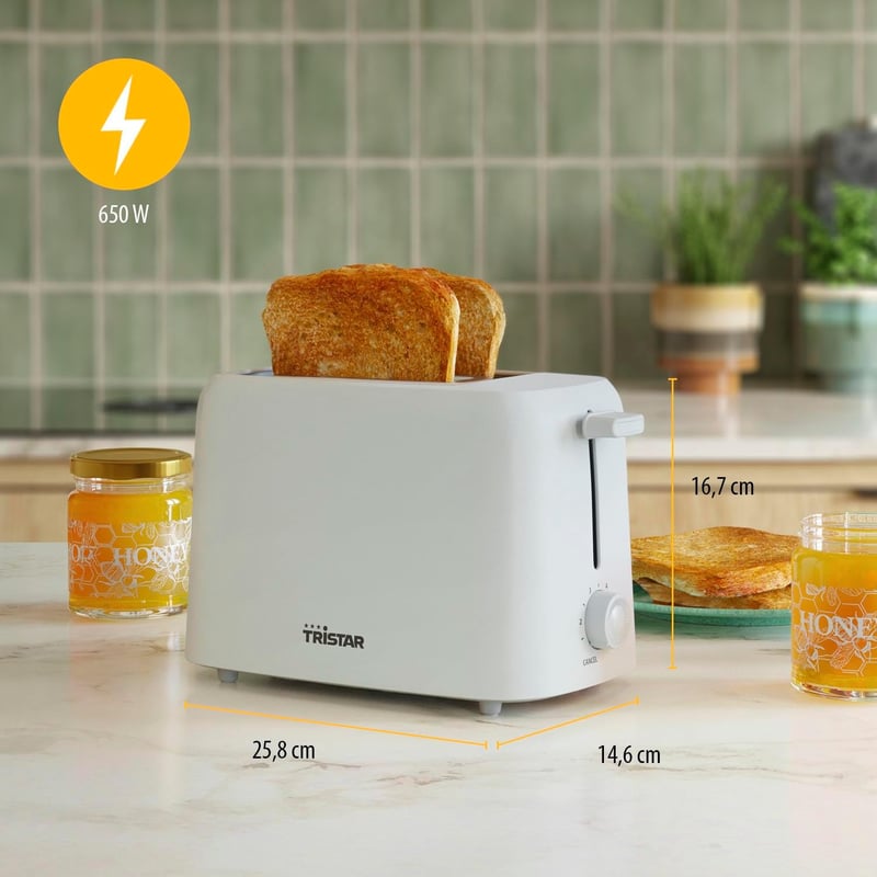 Tristar BR-1061 kenyérpirító 2 szeletes 650W 6 fokozat leolvasztás melegítés