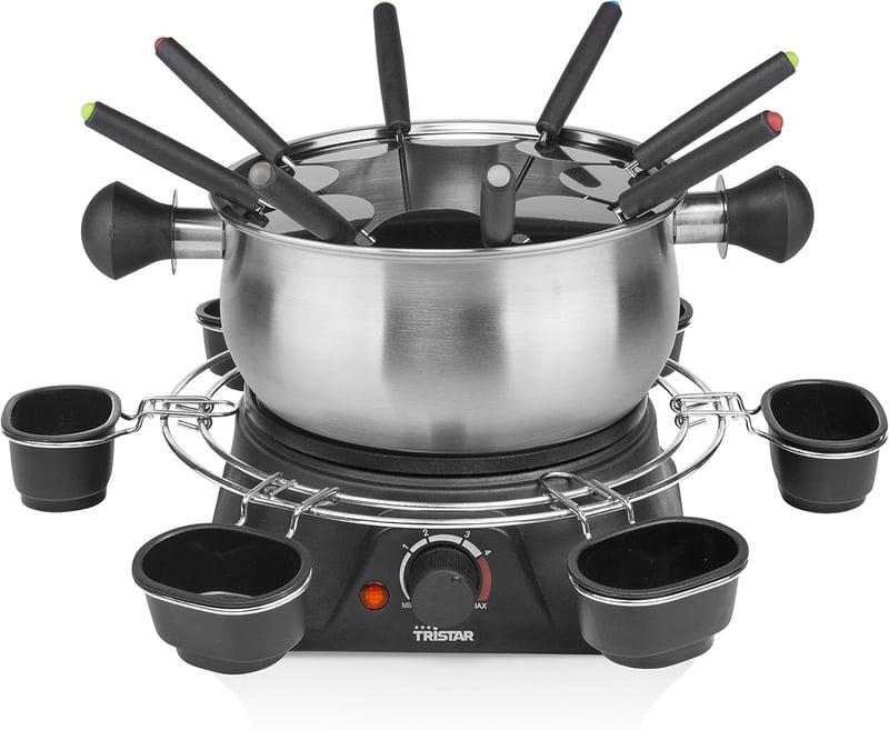 Tristar FO-1109 elektromos fondue készlet 8 személyre, 1,3L, rozsdamentes acél