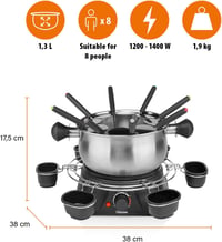 Tristar FO-1109 elektromos fondue készlet 8 személyre, 1,3L, rozsdamentes acél 3