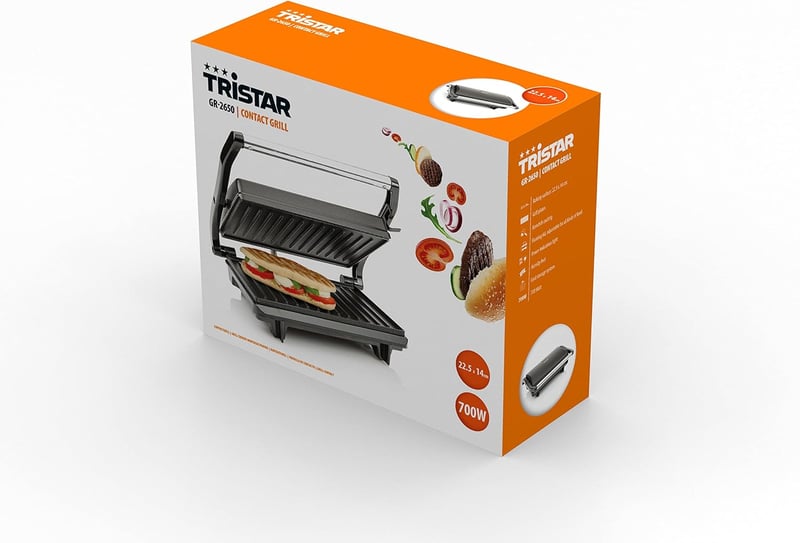 Tristar GR-2650 Kontakt Grill Mozgatható Fedéllel és Tapadásmentes Bevonattal