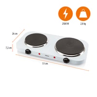 Dvojplatničkový varič Tristar KP-6245 – priemer 15,5 a 18,5 cm, 5 stupňov výkonu, 2500 W, biely 3