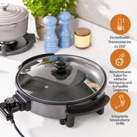 Multifunkčná grilovacia a pizzová panvica Tristar PZ-2964 – 40 cm – 5 stupňov teploty – Nepriľnavý povrch – Čierna 7