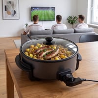Tristar PZ-9135 XL Multifunkciós Serpenyő – 30 cm, 5 literes, 1500 W, Fekete, Elválasztóval, Állítható Termosztáttal, 4 Személyes 3