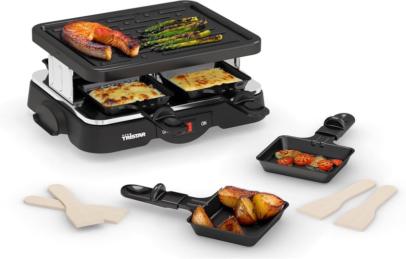 Tristar Raclette Grill 4 személyes 500W tapadásmentes serpenyőkkel