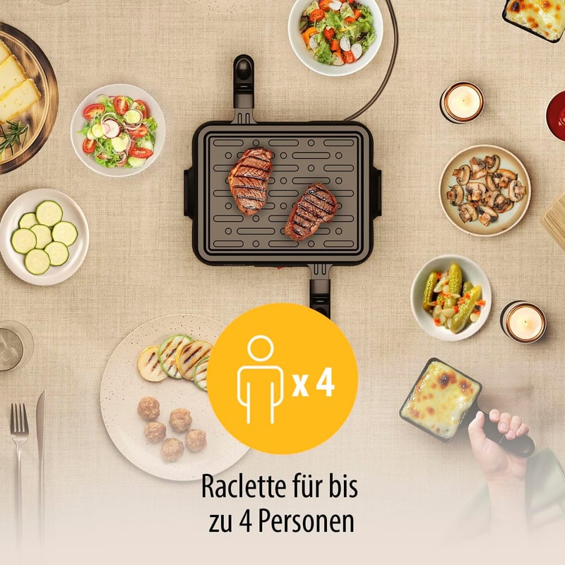 Tristar Raclette Grill 4 személyes 500W tapadásmentes serpenyőkkel