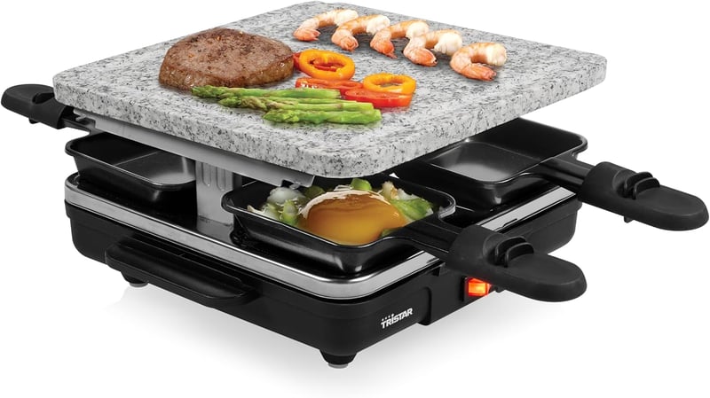 Tristar Raclette Stone 21x21 cm Grillkő 4 Személyes Raclette Grill Serpenyővel