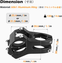 TRIWONDER kerékpár kormányszár 25.4/31.8 mm BMX MTB országúti kerékpárhoz 2