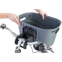 TRIXIE 13096 Cyklistický košík pre psov na riadidlá, plastový s mriežkou, predný pre malé psy do 5 kg, 42x39x30 cm, sivý, s rýchloupínaním 6