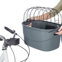 TRIXIE 13096 Cyklistický košík pre psov na riadidlá, plastový s mriežkou, predný pre malé psy do 5 kg, 42x39x30 cm, sivý, s rýchloupínaním 7