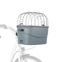 TRIXIE 13096 Cyklistický košík pre psov na riadidlá, plastový s mriežkou, predný pre malé psy do 5 kg, 42x39x30 cm, sivý, s rýchloupínaním 1