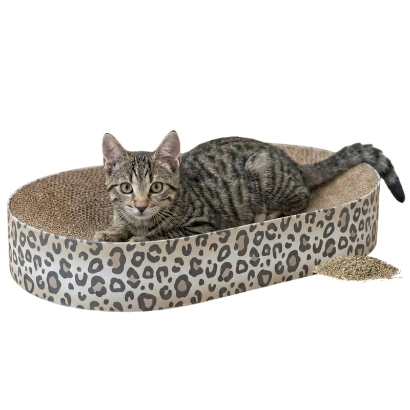 TRIXIE Leo 48034 placă de zgâriat din carton pentru pisici cu iarbă mâței, crem, 63 × 10 × 35 cm, ambalaj ușor deteriorat (stare: vezi a doua imagine)