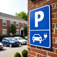 TRQdesign parkovacia tabuľa pre elektromobily 20 x 30 cm s otvormi na upevnenie na stenu, označenie parkovacieho miesta 4