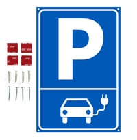 TRQdesign parkovacia tabuľa pre elektromobily 20 x 30 cm s otvormi na upevnenie na stenu, označenie parkovacieho miesta 1