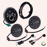 TRUE MODS 7 colos Halo LED fényszóró Harley Davidson motorkerékpárhoz - Daymaker stílusú, fekete, 1 db (csak fényszóró) 9
