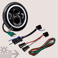 TRUE MODS 7 colos Halo LED fényszóró Harley Davidson motorkerékpárhoz - Daymaker stílusú, fekete, 1 db (csak fényszóró) 8