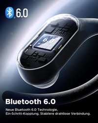 truefree EarFit DS1 Open-Ear Bluetooth 6.0 slúchadlá, športové slúchadlá s jemnými háčikmi za uši, 40-hodinová výdrž batérie, LED displej, 4 mikrofóny s ENC, IPX5, 12x17 mm menič, silné basy 7