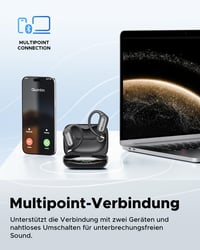 truefree EarFit DS1 Open-Ear Bluetooth 6.0 slúchadlá, športové slúchadlá s jemnými háčikmi za uši, 40-hodinová výdrž batérie, LED displej, 4 mikrofóny s ENC, IPX5, 12x17 mm menič, silné basy 8