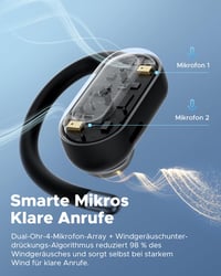 truefree EarFit DS1 Open-Ear Bluetooth 6.0 slúchadlá, športové slúchadlá s jemnými háčikmi za uši, 40-hodinová výdrž batérie, LED displej, 4 mikrofóny s ENC, IPX5, 12x17 mm menič, silné basy 4