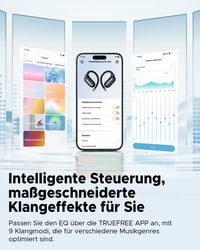 truefree EarFit DS1 Open-Ear Bluetooth 6.0 slúchadlá, športové slúchadlá s jemnými háčikmi za uši, 40-hodinová výdrž batérie, LED displej, 4 mikrofóny s ENC, IPX5, 12x17 mm menič, silné basy 9