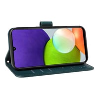 Trugox vyklápacie puzdro na Samsung Galaxy A22 4G / M32 / M22 s motívom púpavy, priehradkou na karty a peňaženkou – tyrkysové 6