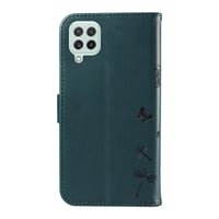 Trugox vyklápacie puzdro na Samsung Galaxy A22 4G / M32 / M22 s motívom púpavy, priehradkou na karty a peňaženkou – tyrkysové 4