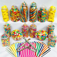Truly Sweet Candy 14 darabos műanyag édességtartó szett, 7 stílus, csipesszel és zacskóval 2