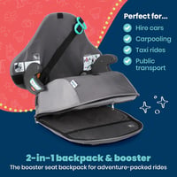 Trunki BoostApak 2in1 Ülésmagasító és Hátizsák - i-Size Utazó Gyerekülés 6+ Éves Gyermekeknek (126-150 cm), 8L Kézipoggyász Méretű, Szürke 2