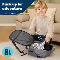 Trunki BoostApak 2in1 Ülésmagasító és Hátizsák - i-Size Utazó Gyerekülés 6+ Éves Gyermekeknek (126-150 cm), 8L Kézipoggyász Méretű, Szürke 3