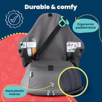 Trunki BoostApak 2in1 Ülésmagasító és Hátizsák - i-Size Utazó Gyerekülés 6+ Éves Gyermekeknek (126-150 cm), 8L Kézipoggyász Méretű, Szürke 6