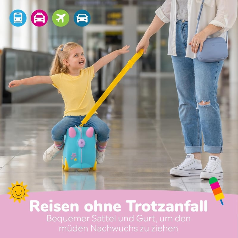 Trunki Gyerek Utazó Bőrönd Ülőfelülettel, 18L Kézipoggyász Kerekekkel
