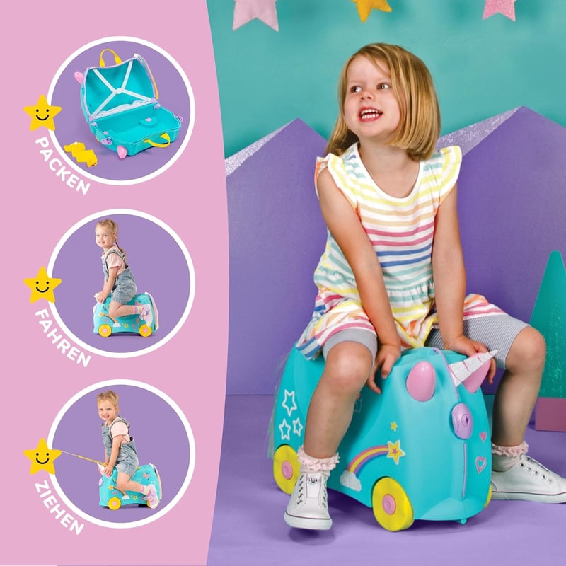 Trunki Gyerek Utazó Bőrönd Ülőfelülettel, 18L Kézipoggyász Kerekekkel