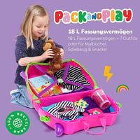 Trunki Gyermek Bőrönd Ülőfunkcióval - 18L Kézipoggyász, Kerekekkel Ellátott Kemény Borítású Utazóbőrönd, Húzó- és Vállpánttal 4