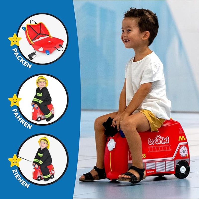 Trunki Gyermek Bőrönd Ülőfunkcióval - 18L Kézipoggyász, Kerekekkel Ellátott Kemény Borítású Utazóbőrönd, Húzó- és Vállpánttal