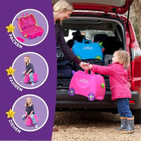 Trunki Gyermek Bőrönd Ülőfunkcióval - 18L Kézipoggyász, Kerekekkel Ellátott Kemény Borítású Utazóbőrönd, Húzó- és Vállpánttal 3