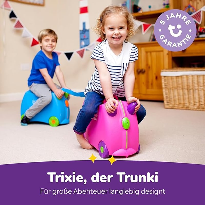 Trunki Gyermek Bőrönd Ülőfunkcióval - 18L Kézipoggyász, Kerekekkel Ellátott Kemény Borítású Utazóbőrönd, Húzó- és Vállpánttal