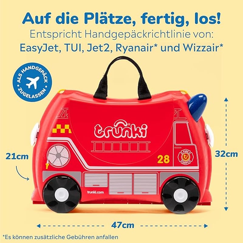 Trunki Gyermek Bőrönd Ülőfunkcióval - 18L Kézipoggyász, Kerekekkel Ellátott Kemény Borítású Utazóbőrönd, Húzó- és Vállpánttal