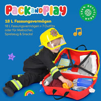 Trunki Gyermek Bőrönd Ülőfunkcióval - 18L Kézipoggyász, Kerekekkel Ellátott Kemény Borítású Utazóbőrönd, Húzó- és Vállpánttal 4