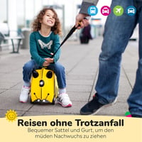 Trunki Gyermek Utazóbőrönd - 18L Kézipoggyász Méretű Keményfalú Bőrönd Amin Ülni is Lehet, Húzópánttal és Vállszíjjal 6