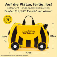 Trunki Gyermek Utazóbőrönd - 18L Kézipoggyász Méretű Keményfalú Bőrönd Amin Ülni is Lehet, Húzópánttal és Vállszíjjal 2