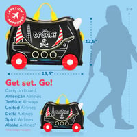 Trunki Gyermek Utazóbőrönd - 18L Kézipoggyász Ráülhető Kerekekkel, Húzópánttal és Vállszíjjal, Unisex Gyerekeknek 2
